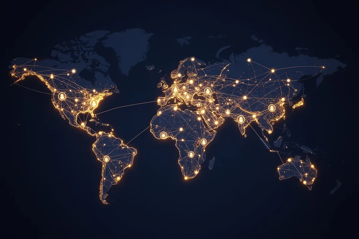 Visualisatie wereldwijd AI-netwerk