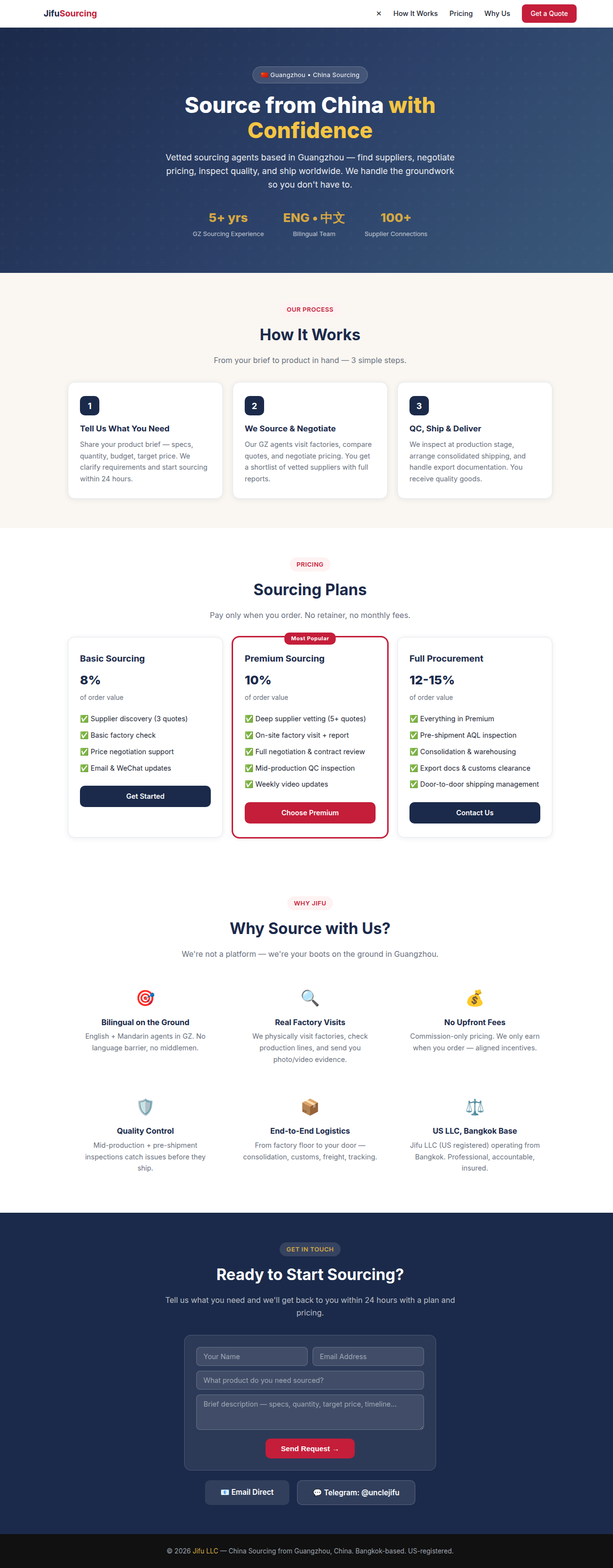 Jifu Sourcing website screenshot